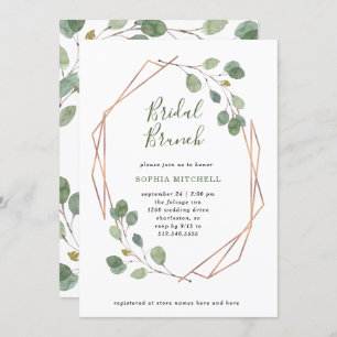 Invitation Eucalyptus verdure   Rose Gold Geo Bridal Brunch