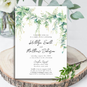 Invitation Eucalyptus Verdure Script Couples Moderne Douche