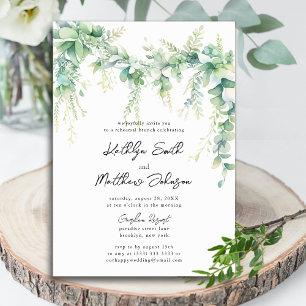 Invitation Eucalyptus Verdure Script Répétition moderne Brunc