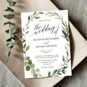 Invitation Eucalyptus verdure simple mariage élégant