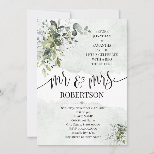 Invitation Eucalyptus verdure succulent avant que je ne me do (Devant)