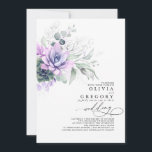 Invitation Eucalyptus Verdure Succulents et Mariage d'argent<br><div class="desc">Romantique élégant et unique verdure argent et sauge et violet succulents invitations mariage</div>