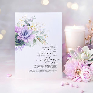 Invitation Eucalyptus Verdure Succulents et Mariage d'or