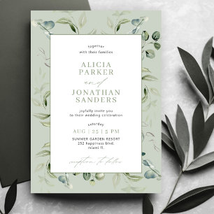 Invitation Eucalyptus vert classe mariage moderne