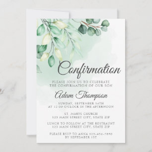 Invitation Eucalyptus Vert Confirmation simple