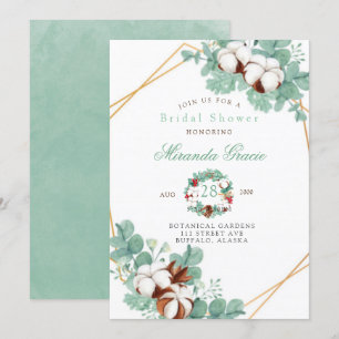 Invitation Eucalyptus vert et Fête des mariées en coton