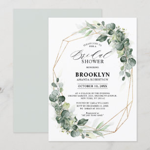 Invitation Eucalyptus Vert Fête des mariées géométrique rusti