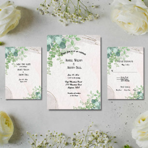 Invitation Eucalyptus vert Feuilles sur Grey