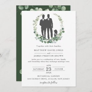 Invitation Eucalyptus Vert minimaliste Salles Mariages gays 