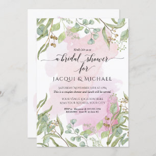 Invitation Eucalyptus vert nuptiale moderne couleur d'eau viv
