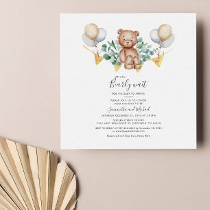 Invitation Eucalyptus Vert Ours Baby shower Succulent
