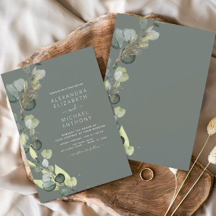 Invitation Eucalyptus Vert Sage Vert Élégant Mariage