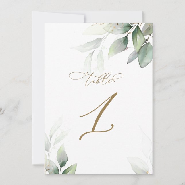 Invitation Eucalyptus Vert Tableau 1 Mariage Numéro de tablea (Devant)