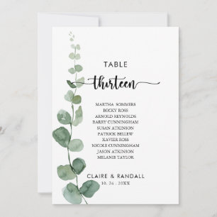 Invitation Eucalyptus vert Tableau Numéro 13 Tableau de siège