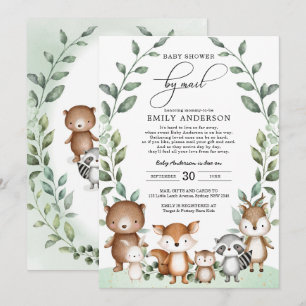 Invitation Eucalyptus Woodland Baby shower Par Mail Quarantai