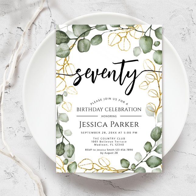 Invitation Eucalyptus Wreath 70e anniversaire (Créateur téléchargé)