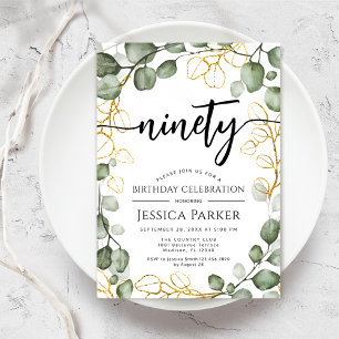 Invitation Eucalyptus Wreath 90e fête d'anniversaire