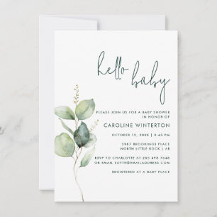 Invitation Euclyptus Botanique Sexe Baby shower neutre