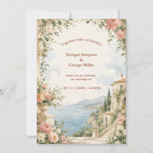Invitation Évasion de mariage tropicale luxe rose doré