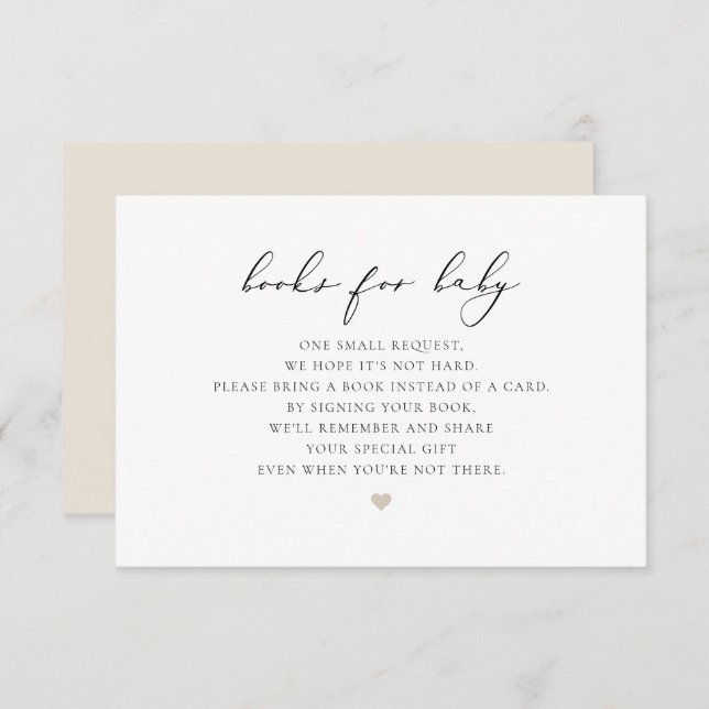 Invitation EVELYN Elegant Calligraphy Livres pour Baby Card (Devant / Derrière)