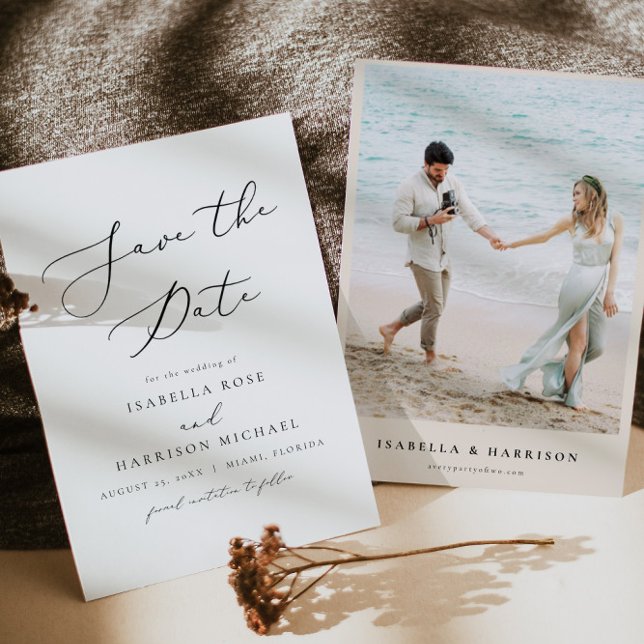 Invitation EVELYN Elegant Calligraphy Script Enregistrer la d (Créateur téléchargé)