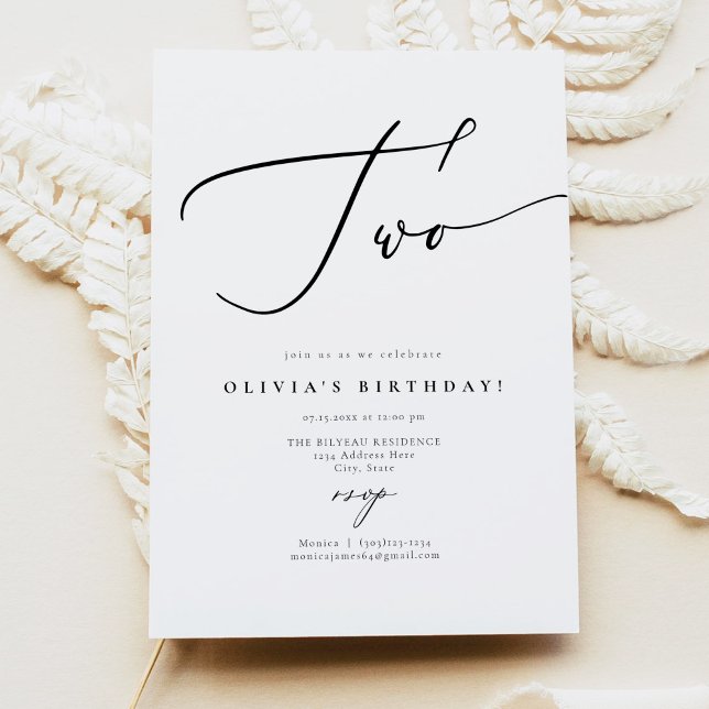 Invitation EVELYN Élégant script de calligraphie 2e anniversa (Créateur téléchargé)