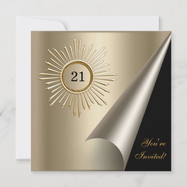 Invitation Événement 21e anniversaire Bronze Or Noir (Devant)