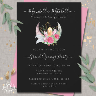 Invitation Événement commercial Boho Moon Cristaux Plumes Fle