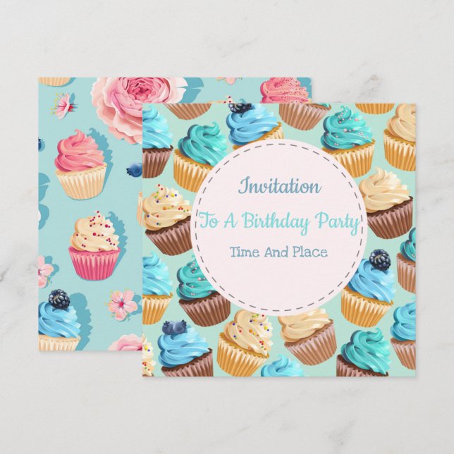 Invitation Événement Cupcakes (Devant / Derrière)