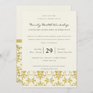 INVITATION ÉVÉNEMENT D'ATELIER CLASSIQUE FAUX GOLD DAMASK