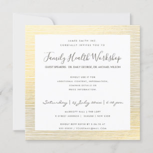 INVITATION ÉVÉNEMENT D'ATELIER DE LA LIGNE DE STRIPE BLANCHE 