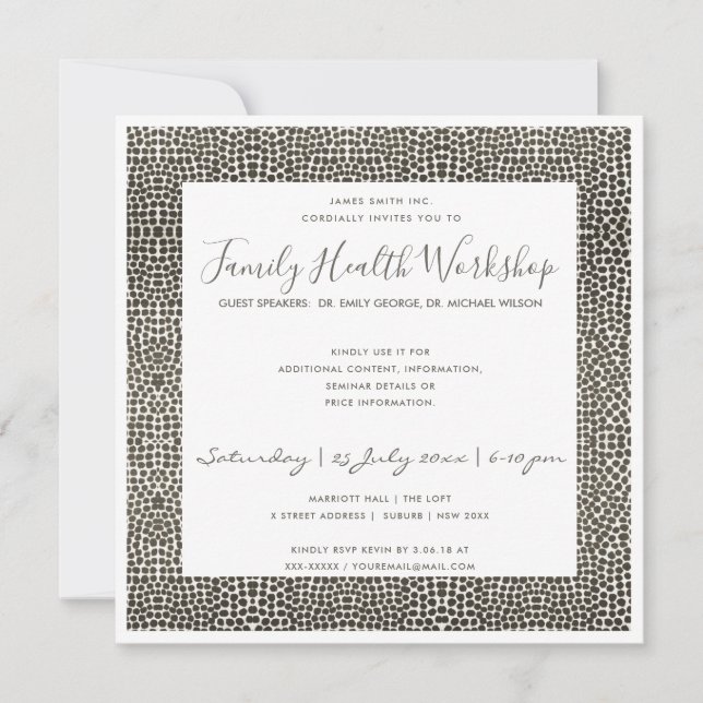 INVITATION ÉVÉNEMENT D'ATELIER DE MOSAÏQUE EN ARGENT FONCÉ FA (Devant)