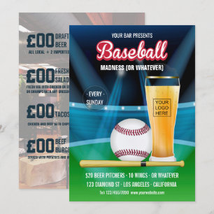 Invitation Événement de baseball à la barre Menu promo ajoute