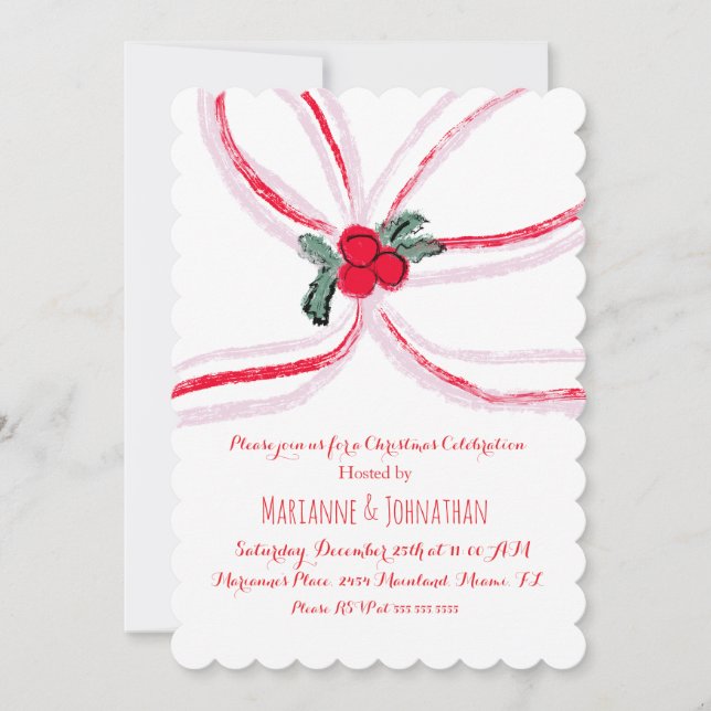 Invitation Événement de bureau d'entreprise de noeuds de Noël (Devant)