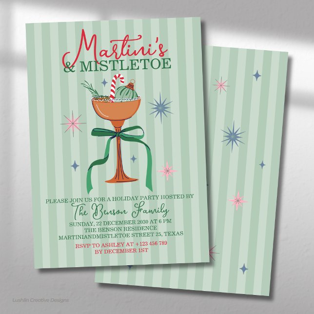 Invitation Événement de cocktail de Noël Martini's & Mistleto (Créateur téléchargé)
