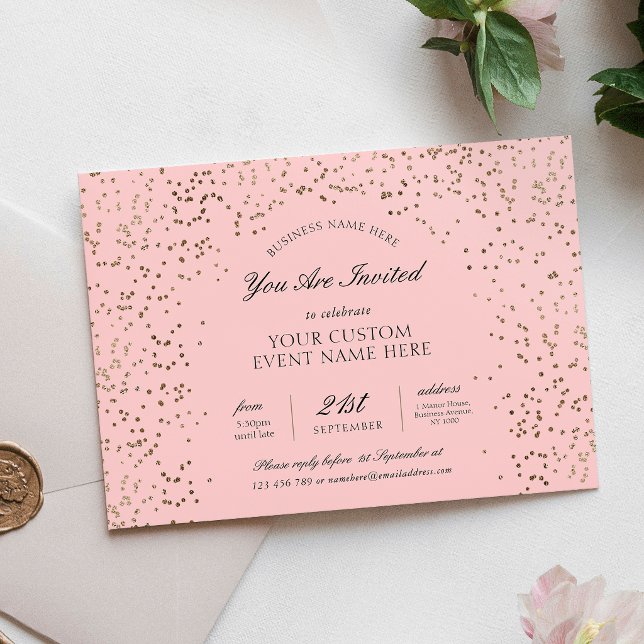 Invitation Événement de dîner de gala d'affaires Paillettes R (Créateur téléchargé)