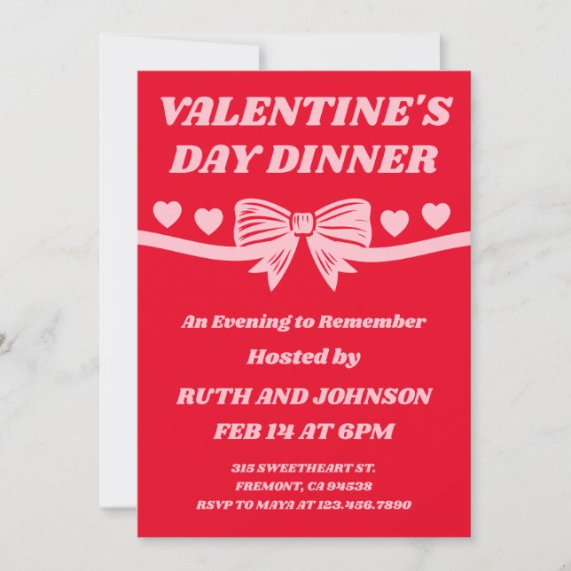 Invitation Événement de dîner de la Saint-Valentin (Devant)