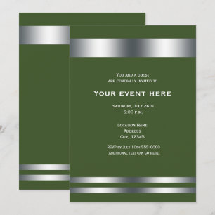 Invitation Événement de dîner élégant vert et argent