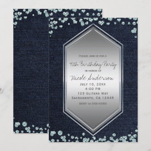 Invitation Événement de fête d'anniversaire Denim Diamonds Si