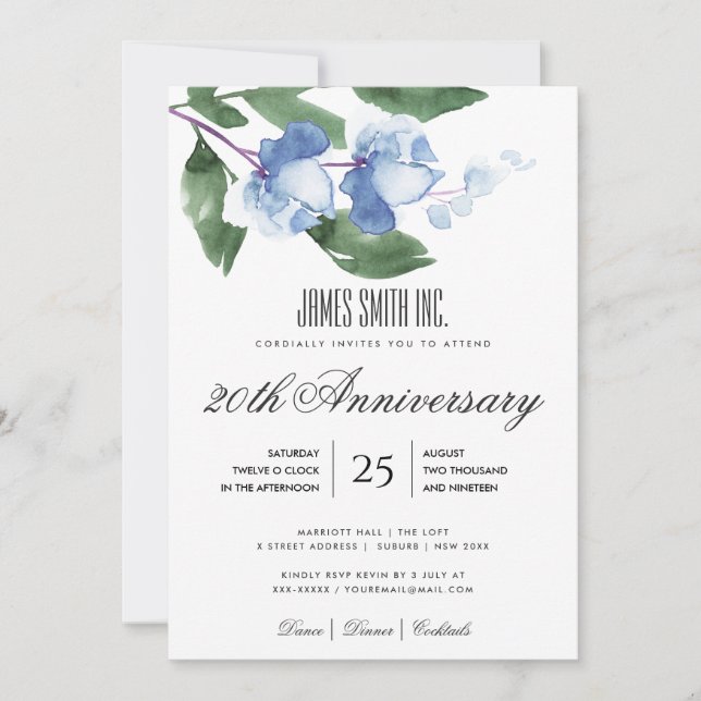 INVITATION ÉVÉNEMENT DE FÊTE D'ENTREPRISE À L'AQUARELLE FLEUR (Devant)