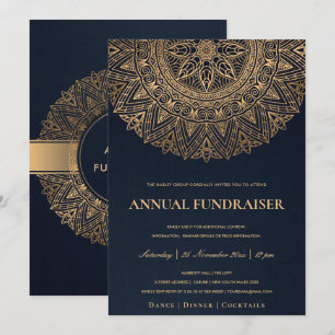 INVITATION ÉVÉNEMENT DE FÊTE D'ENTREPRISE MANDALA ORNÉ OR DOR