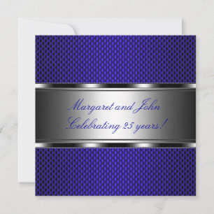 Invitation Événement de fête Metal Blue Silver 25e anniversai