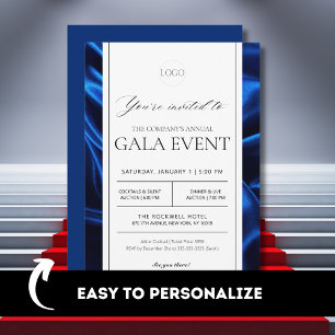 Invitation Événement de gala élégant bleu royal pour collecte