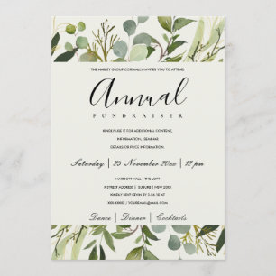 INVITATION ÉVÉNEMENT DE LA FÊTE DE LA FÊTE LEAFY GREEN GRAY F