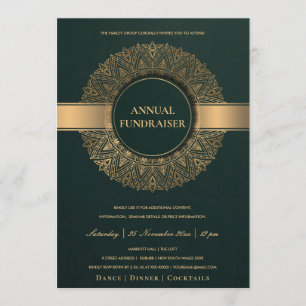 INVITATION ÉVÉNEMENT DE LA FÊTE D'OR VERT ORNATE MANDALA