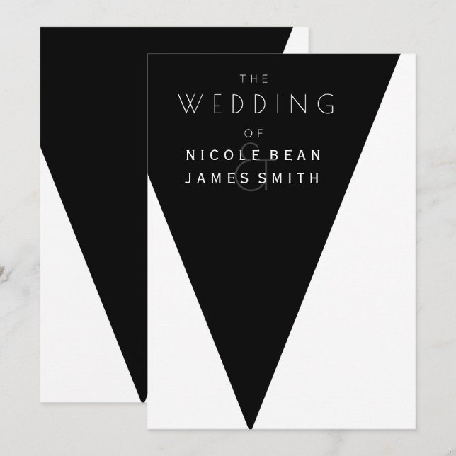 Invitation Événement de mariage moderne élégant noir et blanc (Devant / Derrière)