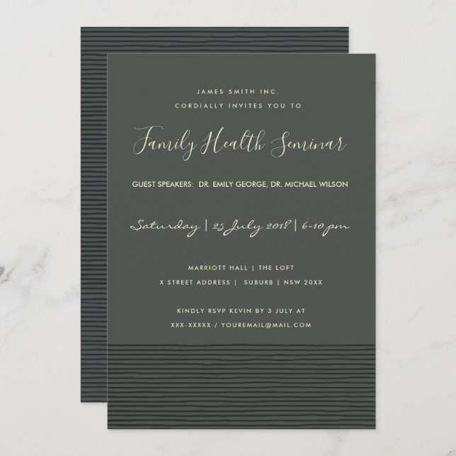 INVITATION ÉVÉNEMENT DE SÉMINAIRE DE DISCUSSION DE LA LIGNE D (Devant / Derrière)