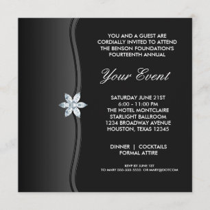 Invitation Événement de société Black White Black Tie