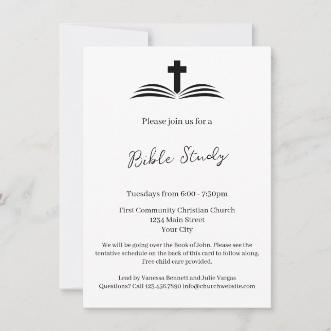 Invitation Événement d'église d'étude biblique simple moderne (Devant)