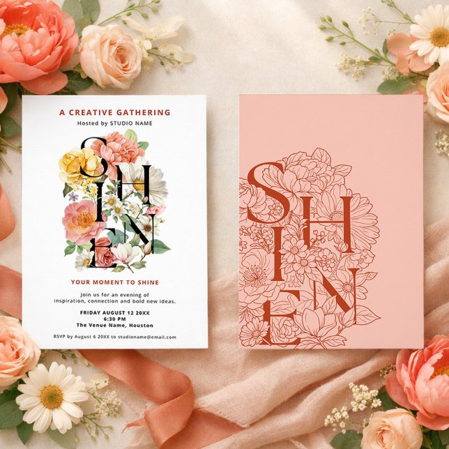 Invitation Événement d'entreprise créatif SHINE Floral (Créateur téléchargé)